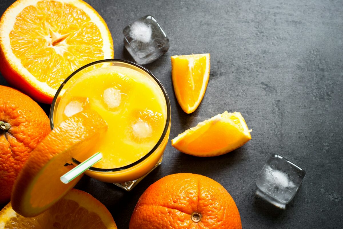 Fresh orange juice and orange
