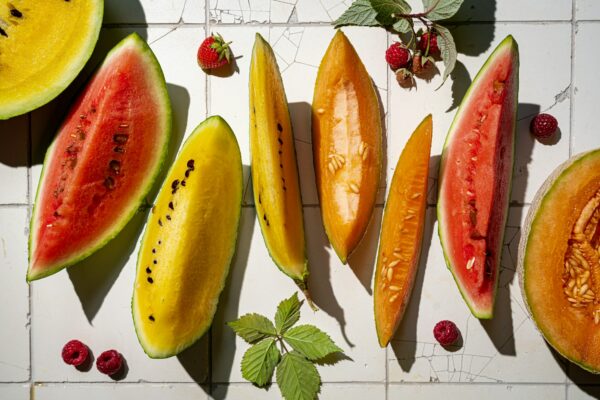 Fresh organic watermelon and melon