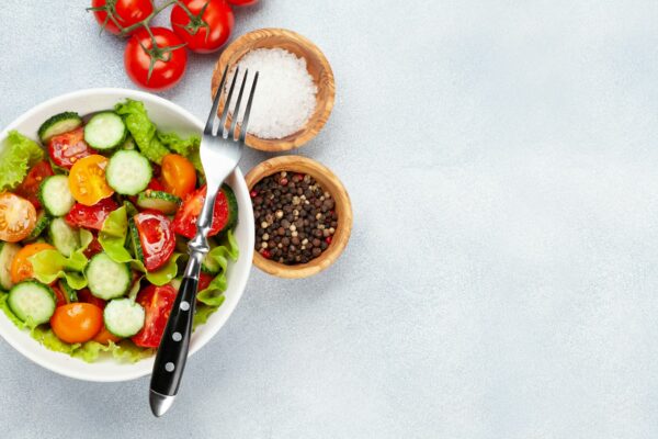 Fresh salad with tomato and cucumber