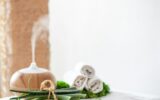 Spa composition with Aromatherapy and body care items.