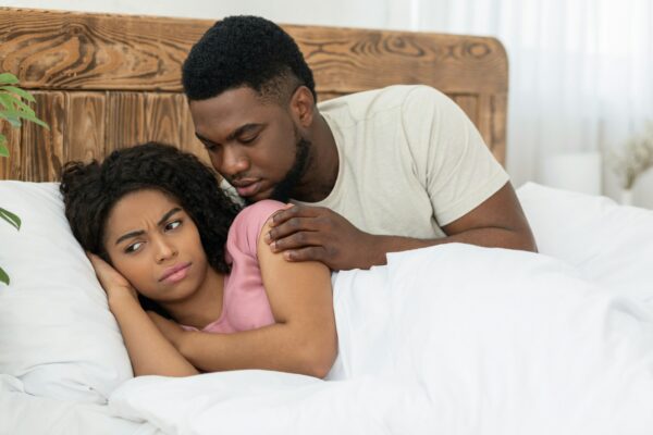 Hot black man touching his angry woman