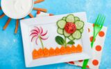 Kids food. Funny vegetable salad for kids. Healthy food with vegetables