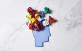 Paper craft representing anxiety and mental disorders. Concept of mental health