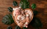 Portrait of cute adorable smiling white Caucasian baby girl boy