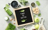 Time to detox letter board quote flat lay