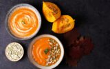 Thanksgiving vegetarian pureed soup, pumpkin cream soup.