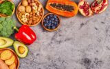 Anti-aging food - healthy fruits, vegetables, nuts.