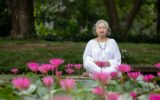 Elderly Woman Practicing Yoga and Meditation
