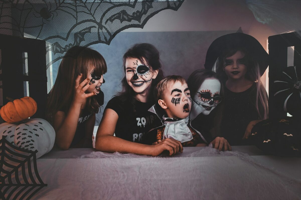 Kids in creepy Halloween costumes