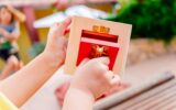 Wooden boxes with locks, educational montessori material to manipulate objects