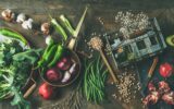 Winter vegetarian or vegan food cooking ingredients