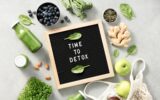 Time to detox letter board quote flat lay